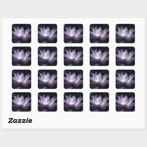 Glowing lotus flower decorative floral photography square sticker