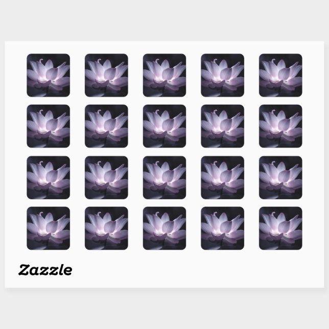 Glowing lotus flower decorative floral photography square sticker (Sheet)