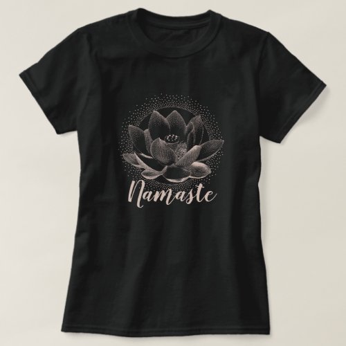 Glowing Lotus Flower illustration Yoga Namaste T_Shirt