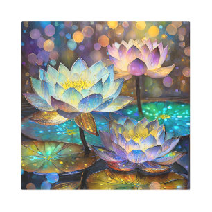 Glowing Lotus Flowers Trio Metal Print