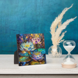 Glowing Lotus Flowers Trio Plaque