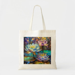 Glowing Lotus Flowers Trio Tote Bag