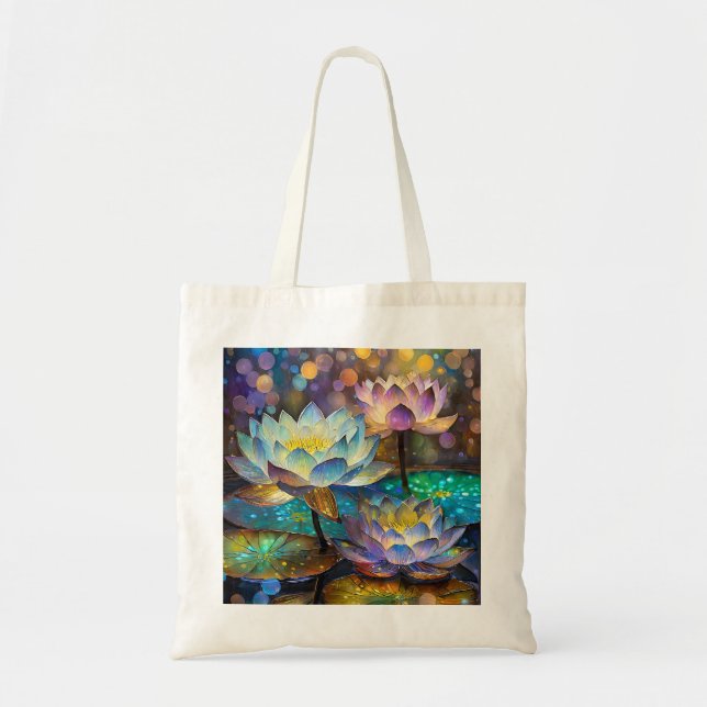 Glowing Lotus Flowers Trio Tote Bag (Front)