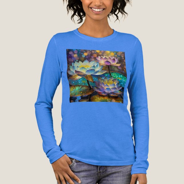 Glowing Lotus Flowers Trio Tri-Blend Shirt (Front)