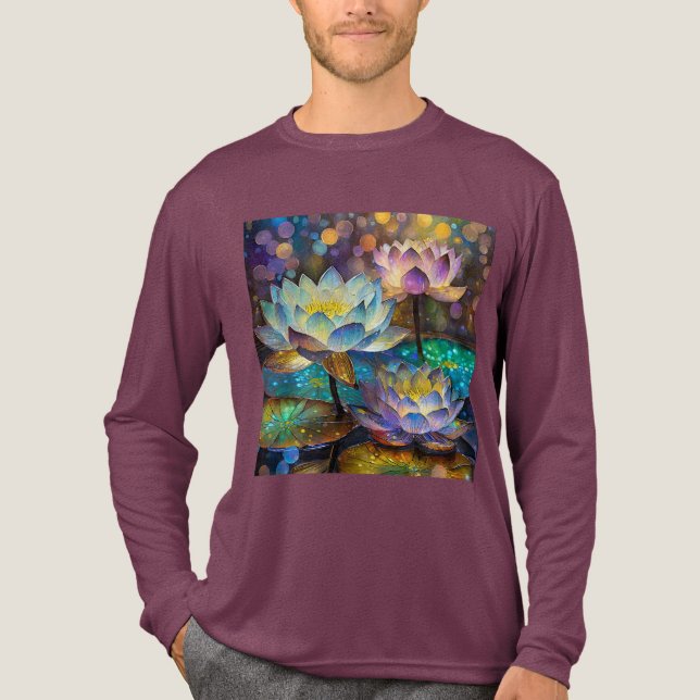 Glowing Lotus Flowers Trio Tri-Blend Shirt (Front)