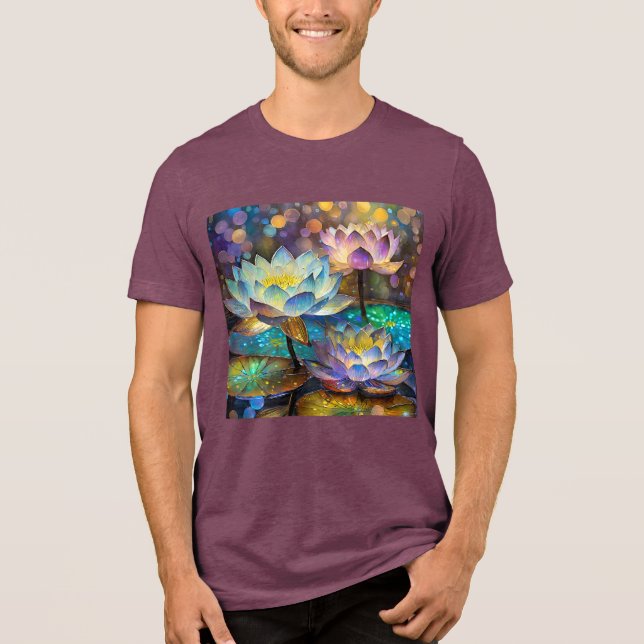 Glowing Lotus Flowers Trio Tri-Blend Shirt (Front)