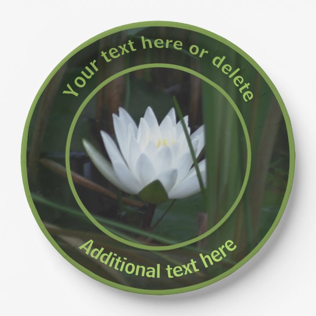 Glowing Lotus Lily Flower Personalized Party Paper Plates (Front)