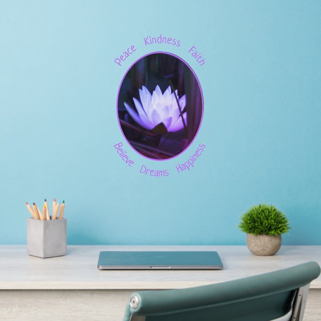 Glowing Lotus Water Lily Flower Inspirational  Wall Decal (Home Office 2)
