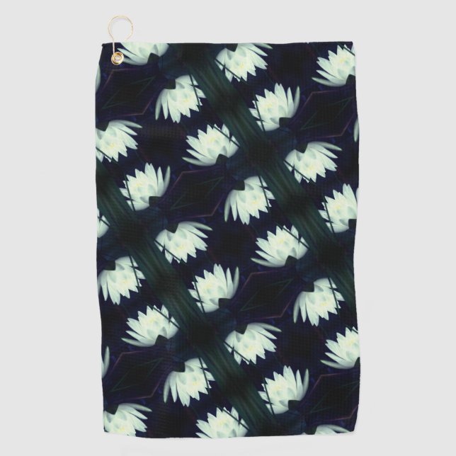 Glowing Lotus Water Lily Flower Pattern     Golf Towel (Front)