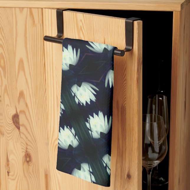 Glowing Lotus Water Lily Flower Pattern     Kitchen Towel (Thirds Fold)