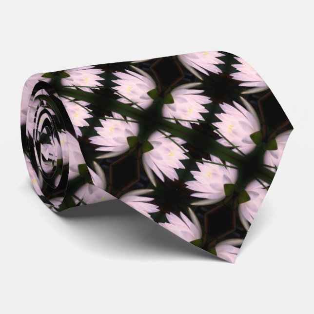 Glowing Lotus Water Lily Flower Pattern      Neck Tie (Rolled)