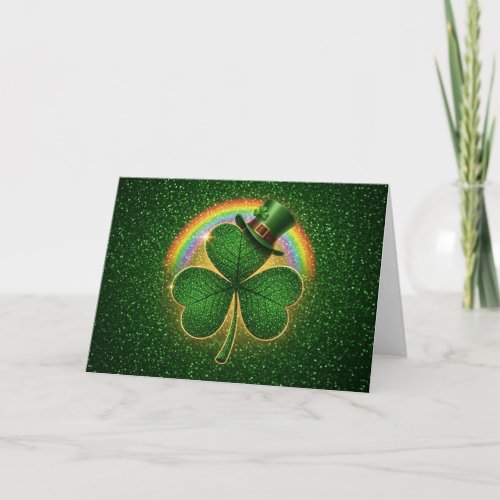 Glowing Lucky Shamrock Holiday Card