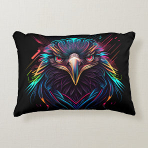 Glowing Luminous Neon Eagle Artistic Accent Pillow