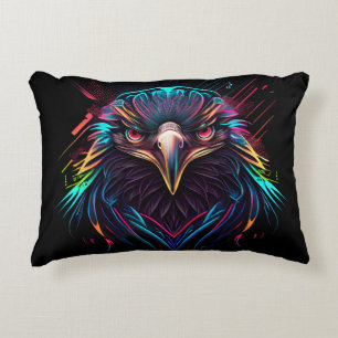 Glowing Luminous Neon Eagle Artistic Accent Pillow