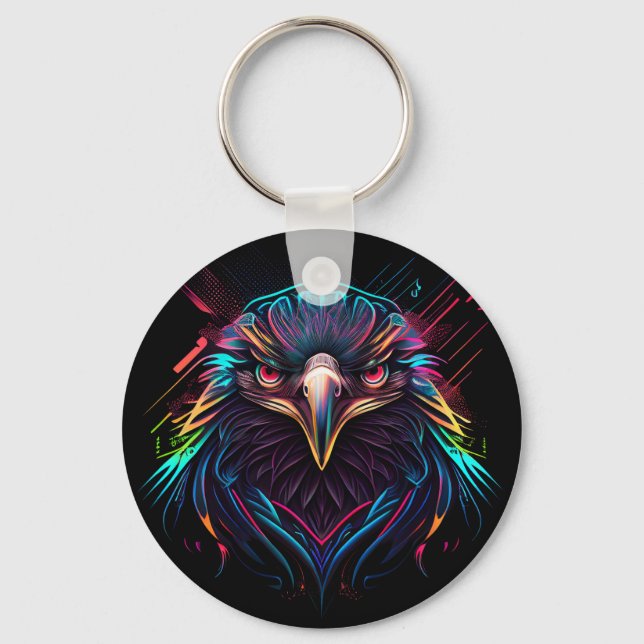 Glowing Luminous Neon Eagle Artistic Keychain (Front)