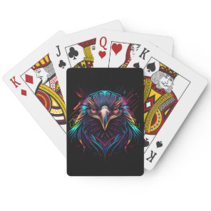 Glowing Luminous Neon Eagle Artistic Poker Cards