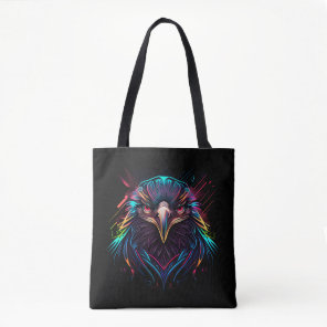 Glowing Luminous Neon Eagle Artistic Tote Bag