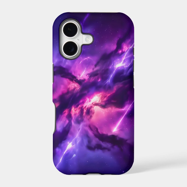 Glowing Magenta Lightning Cosmic Galaxy Case-Mate iPhone Case (Back)