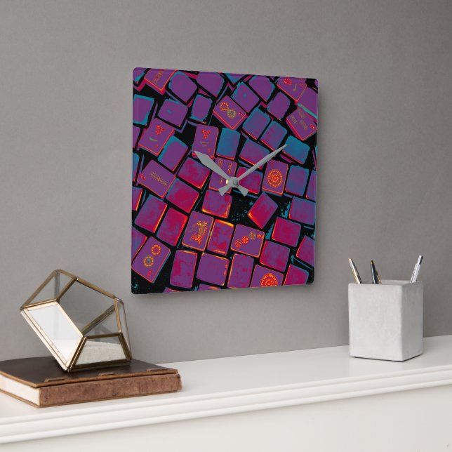 Glowing Mah Jongg Tiles Wall Clock (Office)