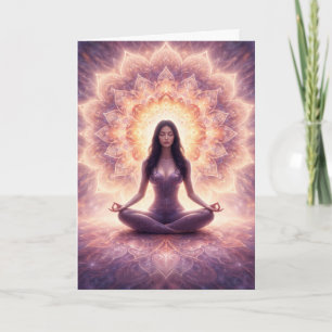 Glowing Mandala Meditation Woman Custom Name Card