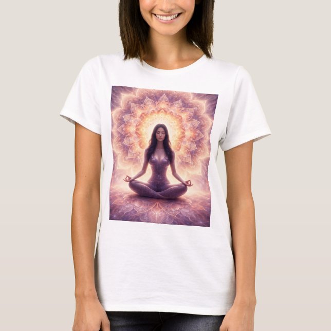 Glowing Mandala Meditation Woman T-Shirt (Front)