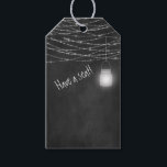 Glowing Mason Jars Lights Chalkboard Place Cards Gift Tags<br><div class="desc">Use a silver or white pen to write the names and table #s of your guests. Use a string and hang them from a board for a one of a kind place card! Glowing Mason Jar and String Lights on Chalkboard background Gift Tags used for place cards. This is part...</div>