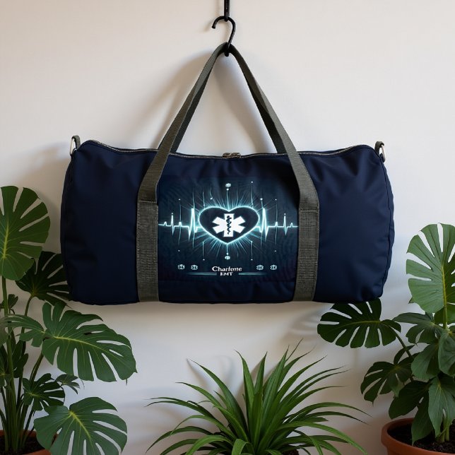 Glowing Medical Heartbeat Pulse EMT Design Duffle Bag (Creator Uploaded)
