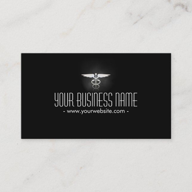 Glowing Medical Symbol Medical Care Business Card (Front)