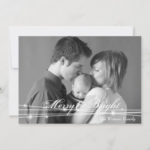 Glowing merry &amp; bright family christmas photo chic holiday card