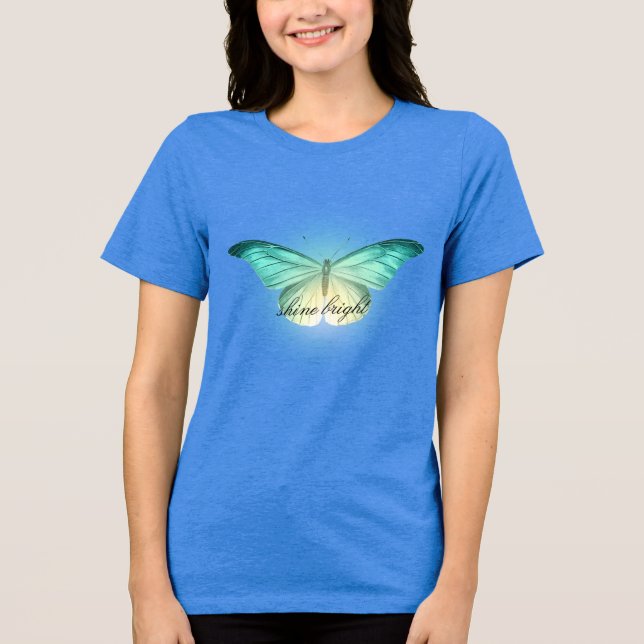 Glowing Mint Cream Butterfly Tri-Blend Shirt (Front)