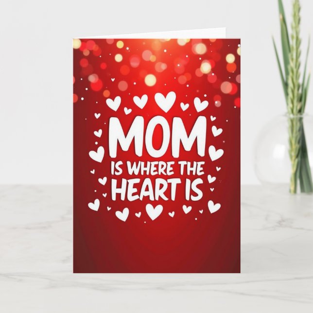Glowing Mom Heart Message Card (Front)
