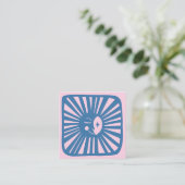 Glowing Moon Cute and Charming Blue Moonbeam  Square Business Card (Standing Front)