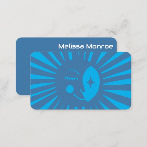 Glowing Moon Cute and Charming Colorful Blue Business Card