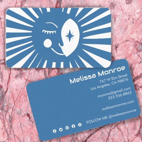 Glowing Moon Cute and Charming Colorful Blue  Business Card