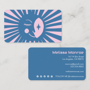 Glowing Moon Cute and Charming Colorful Blue Pink Business Card
