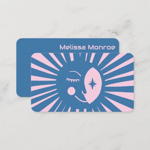 Glowing Moon Cute and Charming Colorful Blue Pink Business Card