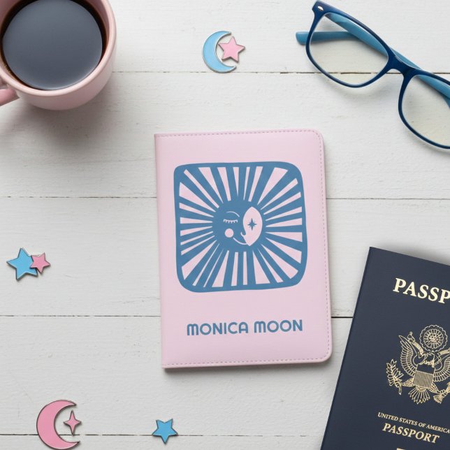 Glowing Moon Cute Charming Pink Blue CUSTOM NAME Passport Holder (Glowing Moon Cute Charming Pink Blue CUSTOM NAME Passport Holder
)