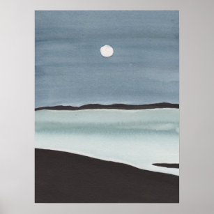 Moon Over Ocean Art Wall Decor Zazzle