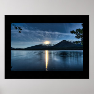Glowing Moon Over the Lake Poster