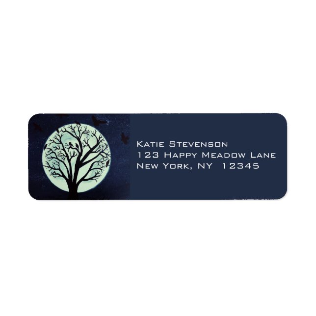 Glowing Moonlight with Old Tree and Crows Label (Front)