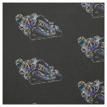 Glowing Motorcycle Rider Circle Racing Sketch Fabric