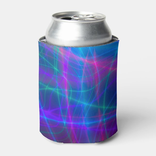 Glowing Multicolored Rays Can Cooler (Can Front)