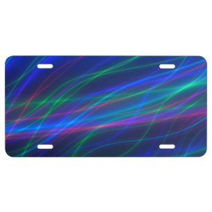 Glowing Multicolored Rays License Plate