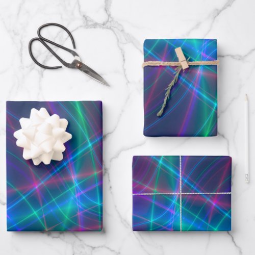 Glowing Multicolored Rays Wrapping Paper Sheets
