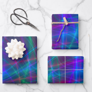 Glowing Multicolored Rays Wrapping Paper Sheets