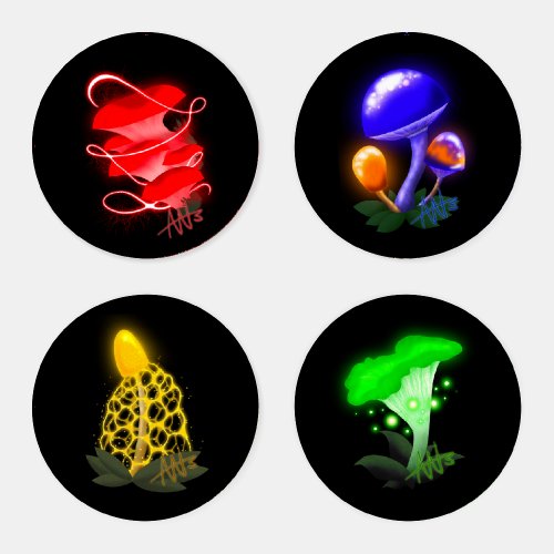 Glowing Mushroom Coaster Set 1