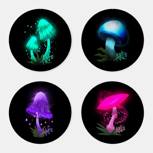 Glowing Mushroom Coaster Set 2