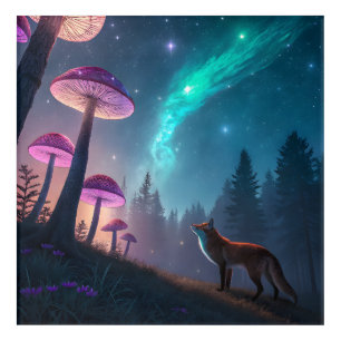 Glowing Mushroom Forest Fox Fantasy Art