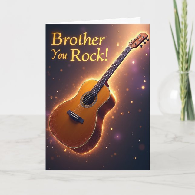 Glowing Musical Brother You Rock Card (Front)