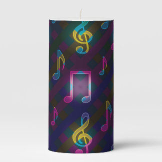 Glowing Musical Notes Pillar Candle